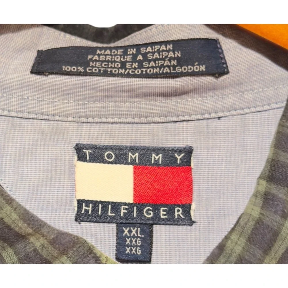 Tommy Hilfiger Men XXL Black Watch Tartan Plaid Shirt Vintage Crest Logo Cotton - Picture 6 of 10